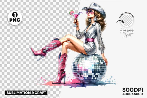 Download Cowgirl Disco Ball Sublimation Clipart - Cowgirl Collection