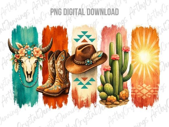 Download Western Boho Cowgirl Brushstroke PNG - Cowgirl Collection