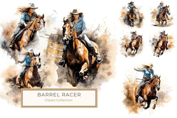 Download Bold Cowgirl Watercolor Clipart - Rodeo - Cowgirl Collection