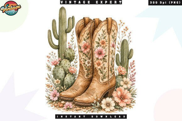 Download Floral Western Cowgirl Boots Desert PNG - Cowgirl Collection
