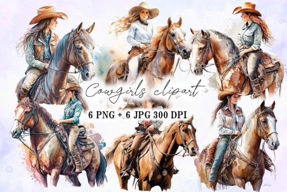 Download Cowgirl Riding Horse Watercolor - Cowgirl Collection